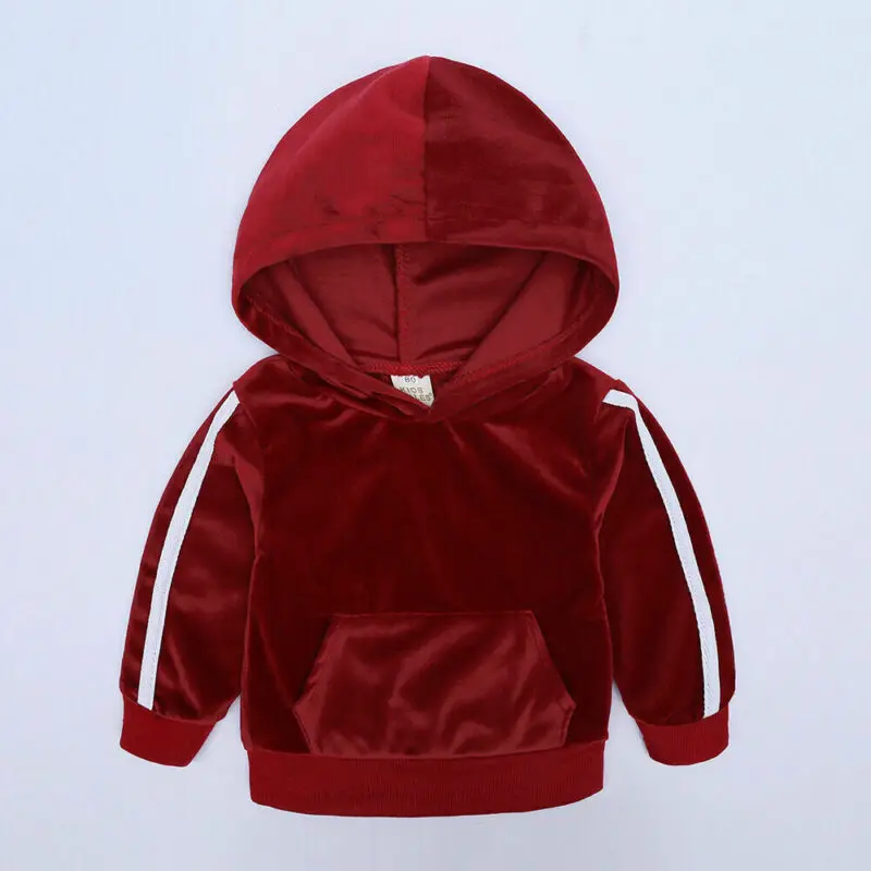 Emmababy комплект зимней одежды из 2 предметов для маленьких девочек, Бархатные Топы с капюшоном и штаны, теплая одежда