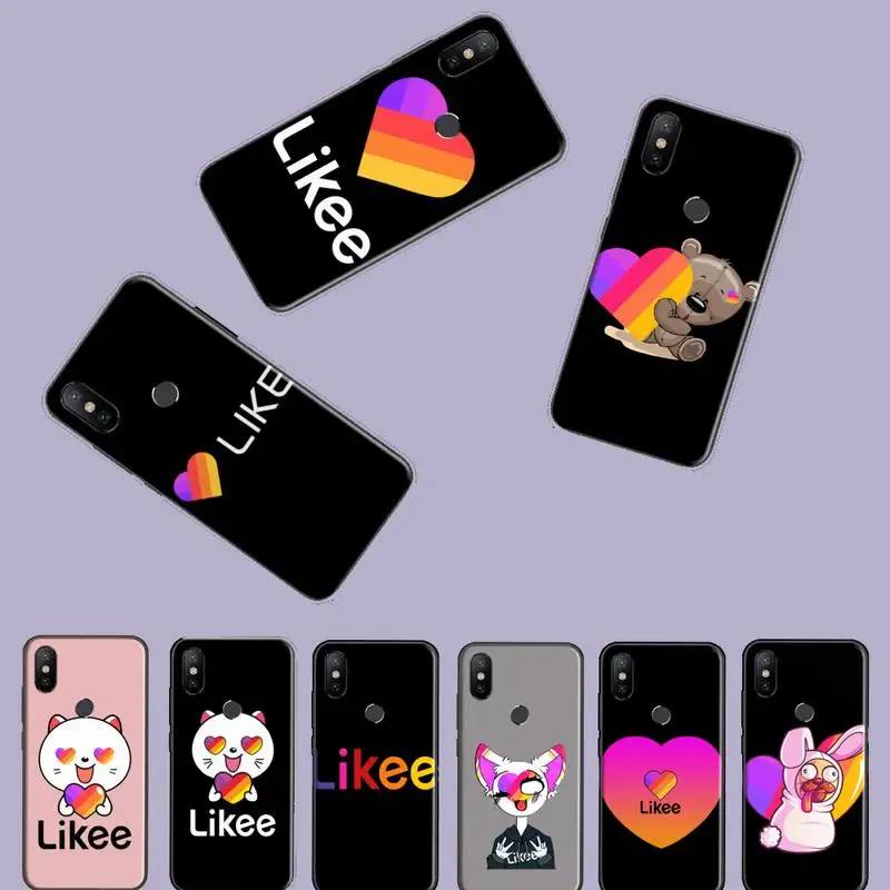 Мягкий ТПУ чехол Likee с котом медведем сердечком черным цветом для телефона Xiaomi Redmi