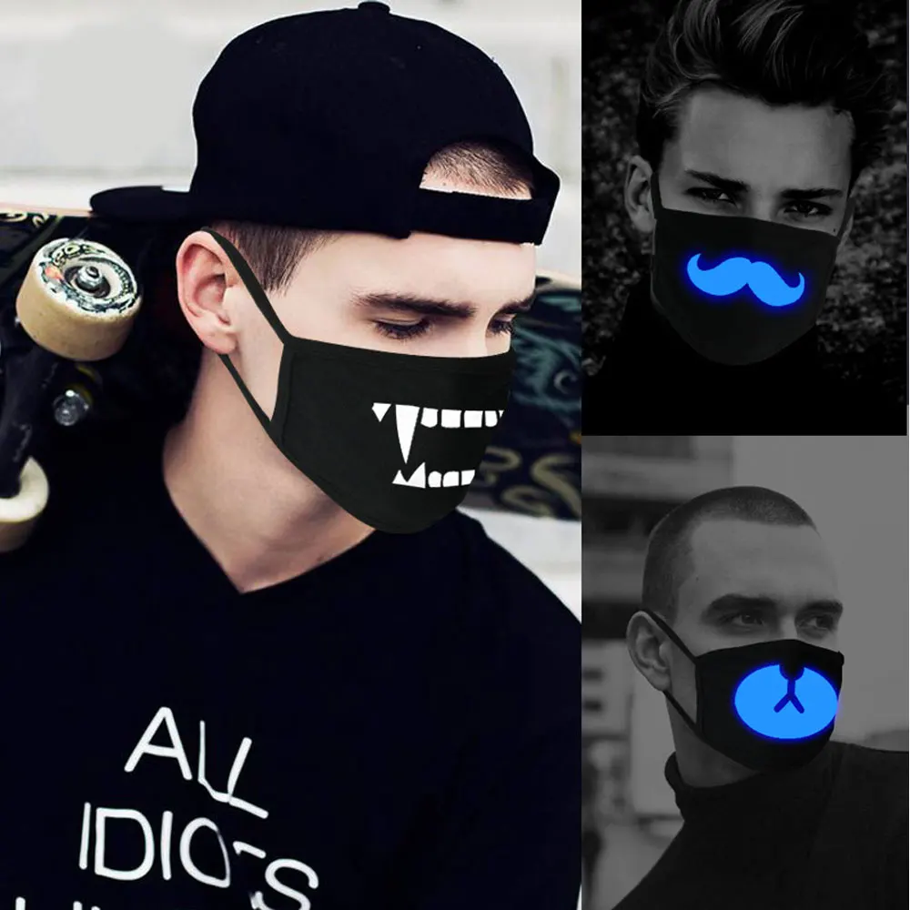 

1Pcs Luminous Unisex Mouth Mask for Kids Teens Men Women Lovers, Cotton Anti-Dust Windproof Motorcycle Face Masks