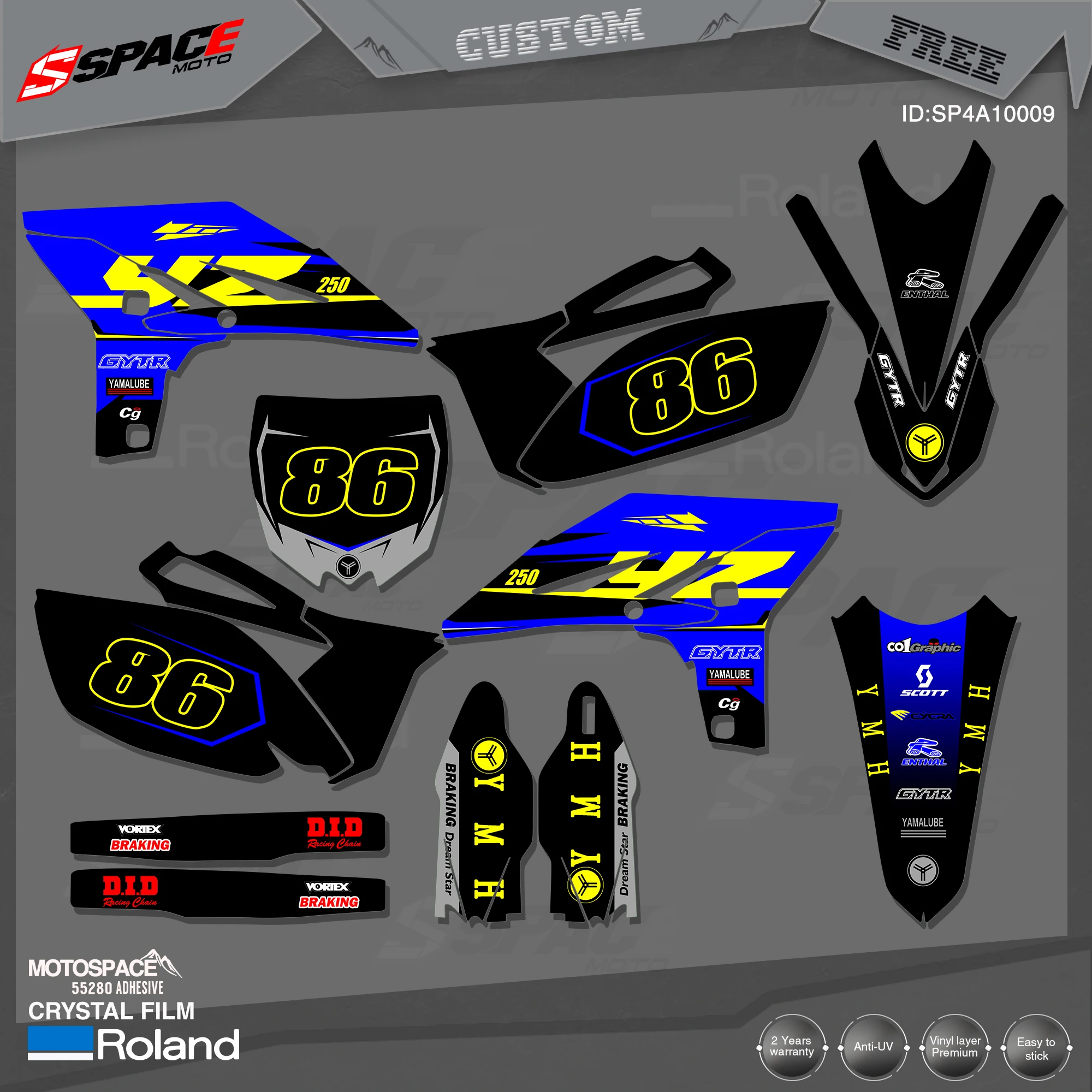 

MotoSpace Custom Team Graphics Backgrounds Decals 3M Stickers Kit For YAMAHA 2010-13YZF250 008