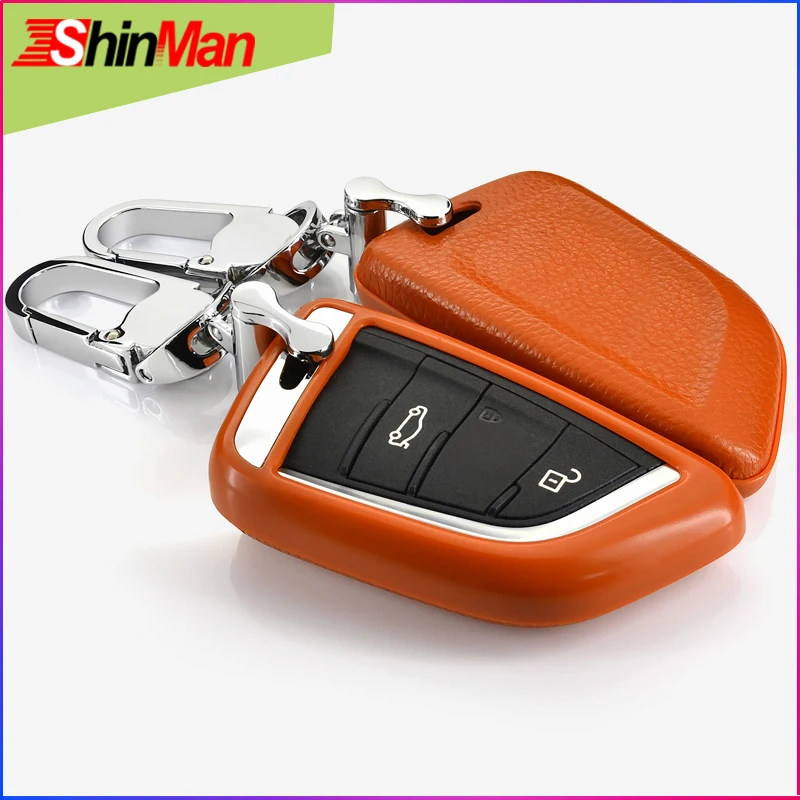 Чехол для ключей ShinMan из коровьей кожи + ABS защитный чехол BMW X1 X5 X6 2 серии 5 7 2014 2017