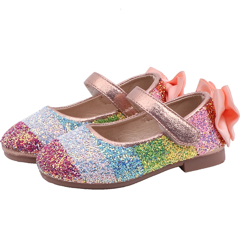 GirlsRainbowShoesSequinsBows2020AutumnNewPerformanceDancing