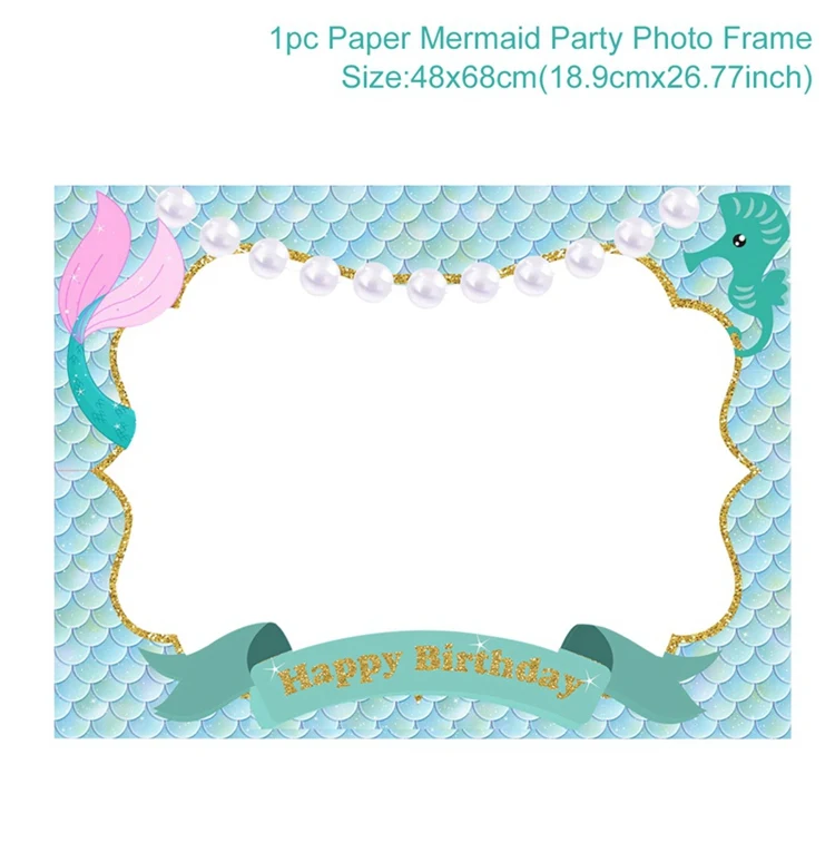 mermaid Photo Frame Huiran Русалка фоторамка Русалка День Рождения Декор под морем вечерние украшения Русалочка предметы для вечеринки, сувениры для детей - Цвет: mermaid Photo Frame