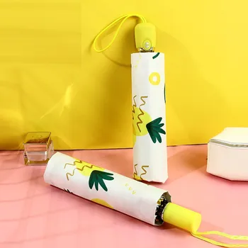 

UV Automatic Umbrella Rain Three Fold Thickened Umbrella Black Glue Sunscreen Sun Umbrella Green Women Clear Umbrella @B04