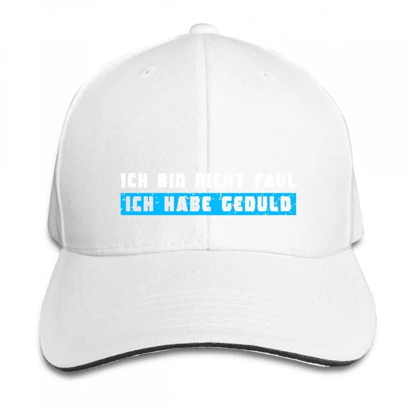 Ich bin nicht faul ich habe Geduld немецкий им не ленивый им больной ленивый язвительный немецкий текст бейсболка для мужчин и женщин Дальнобойщик шапки - Цвет: 2-White
