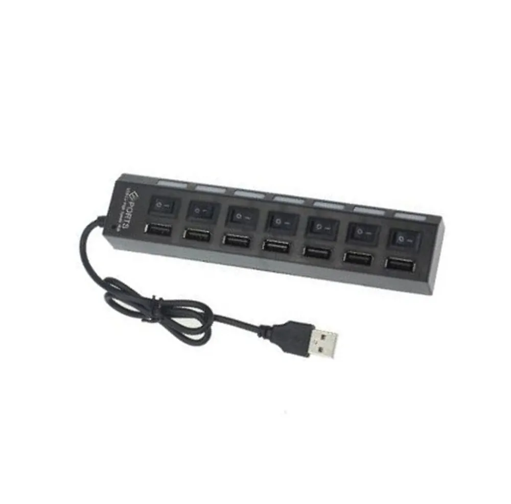 7 портов светодиодный USB 2,0 адаптер концентратор питания вкл/выкл переключатель для ПК ноутбук с системой windows