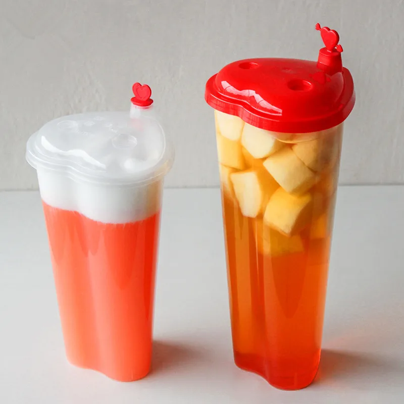 Premium heart plastic cup with straw in Unique and Trendy Designs 