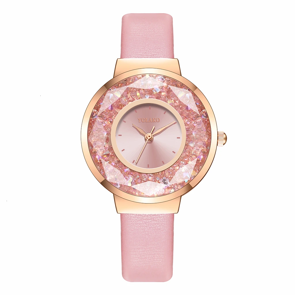 Reloj Mujer роскошные женские часы кварц Стразы Часы YOLAKO бренд Для женщин кожа перемещение с бриллиантами часы Relogio Feminino