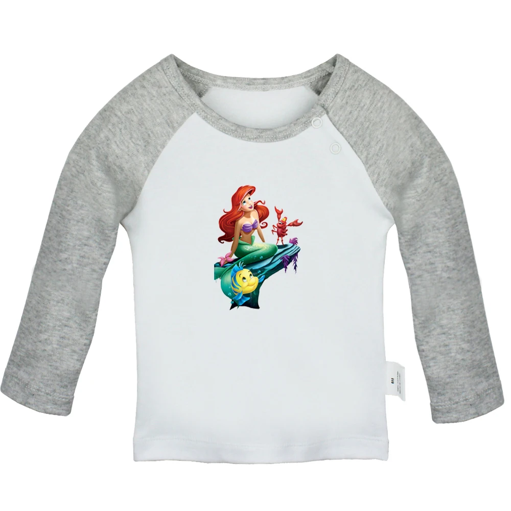 Cute Cartoon The Little Mermaid Princess Ariel Design Newborn Baby T-shirts Toddler Printing Graphic Raglan Long Sleeve Tee Tops - Цвет: JcBabyYCG057C