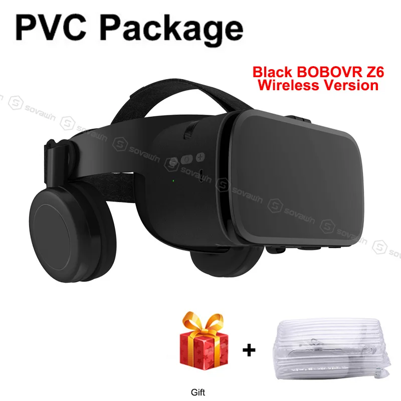 BOBOVR Z5 обновление BOBO VR Z6 3D очки Виртуальная реальность бинокулярный стерео Bluetooth VR гарнитура шлем для iPhone Android - Цвет: Black Z6 no box