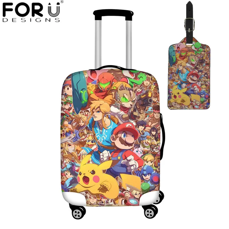 FORUDESIGNS Super Mario Print Travel Suitcase Protective Covers Cute Kids Cartoon Luggage Cover Apply to 18-32 Inch Baggage Case - Цвет: HMC543-2pcs