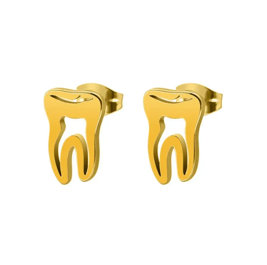 Hfarich уникальные дизайнерские серебряные зубы серьги для мужчин и женщин панк зубцы из нержавеющей стали ювелирные изделия стоматологический доктор аксессуары