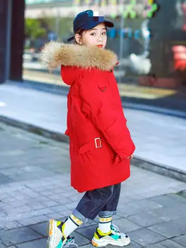 

2020 Winter Down Jacket For Girls Clothes Parka Real Fur Hooded Waterproof Long Girls Snowsuit -30 Degrees Coats For Kids 10 12