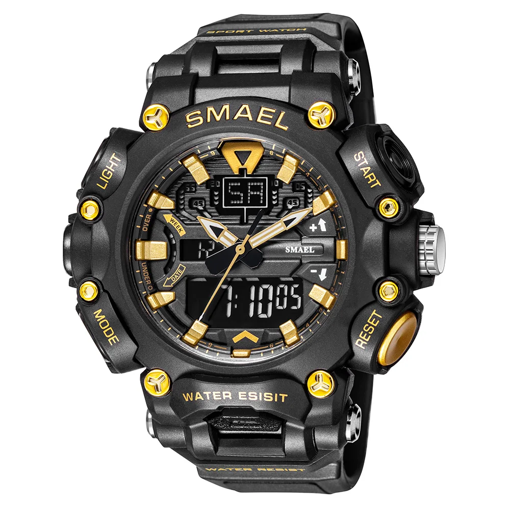 SMAEL Youth Fashion Digital Watch Men Shockproof Waterproof Dual Wristwatches LED Chrono Alarm Clock Mens Watches Cool Hour 8053 