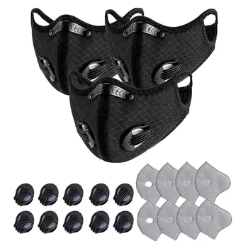 

Mascarilla 3PC Cycling Face Mask Activated Carbon Breathing Air Valve Mask with 8 Filters PM 2.5 Anti-Pollution Bike Mouth Cover