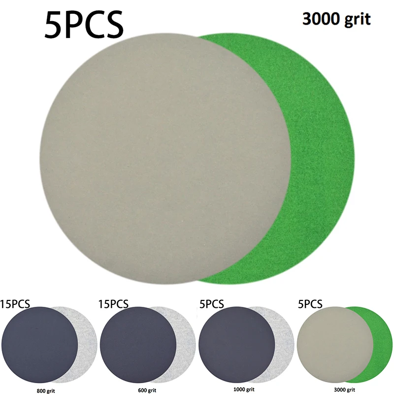 40pcs 3 Sandpaper Kit Wet/Dry Sanding Disc Hook& Loop 600 800 1000 3000 Grit