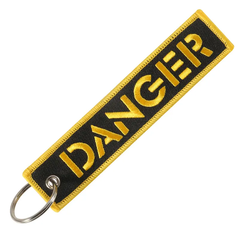 Danger Keychain for Cars Key Chain for Motorcycles Key Tag Cool Embroidery Key Fobs Customized car Keychains (1)