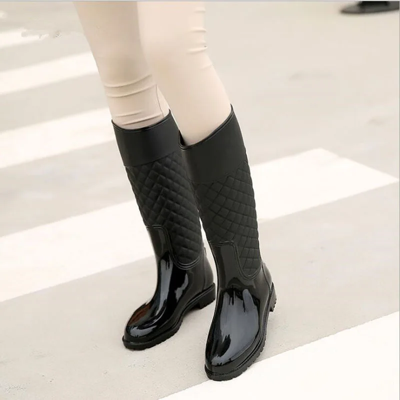 Непромокаемые сапоги на молнии в стиле панк Женские однотонные непромокаемые сапоги уличная резиновая водонепроницаемая обувь для женщин; большие размеры 36 41|Сапоги до колена|   | АлиЭкспресс - Трендовые вещи из сериала «Эмили в Париже»