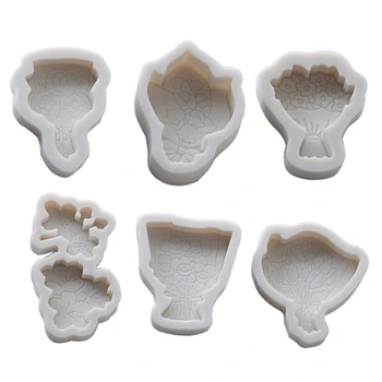 

6Pcs Line Drawing Flower Epoxy Resin Molds Bridal Bouquet Flower Gypsum Molds