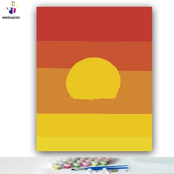 

DIY Colorings Pictures Sunrise Picture Drawing Painting by Numbers with Colors Colored Abstract by Numbers Framed Home Landscape