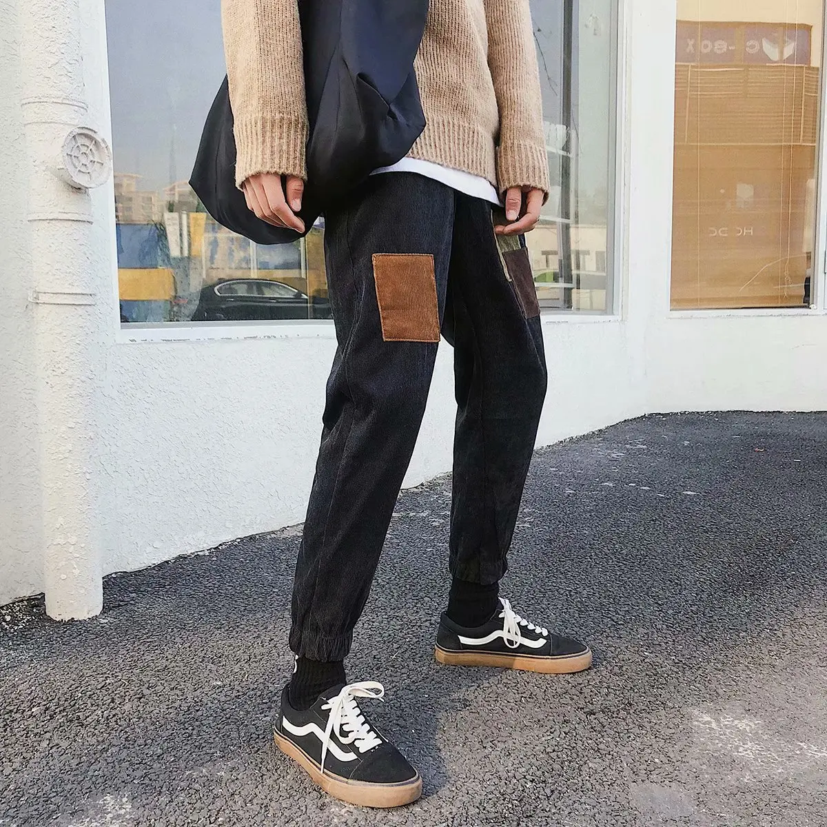 

New Style Casual Pants Beggar Patch Corduroy Harem Pants Autumn And Winter Fashion Men's Trousers Casual Athletic Pants Trousers