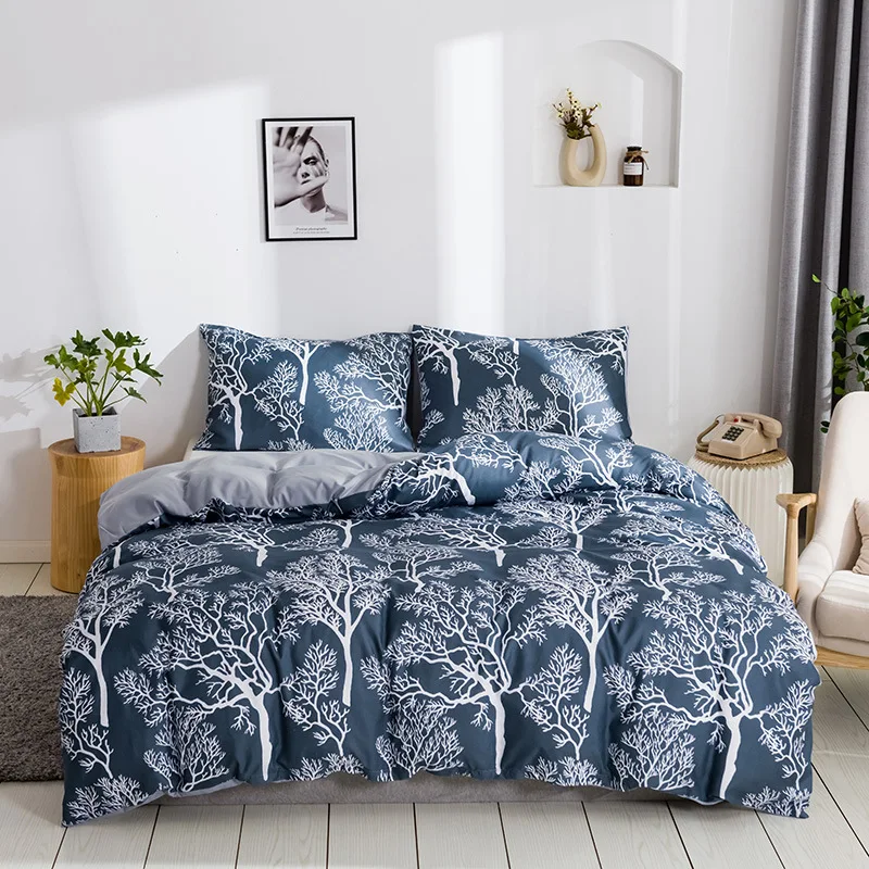 Blue bedding set duvet cover pillowcases bed linens twin double queen king quilt Floral comforter for home | Дом и сад