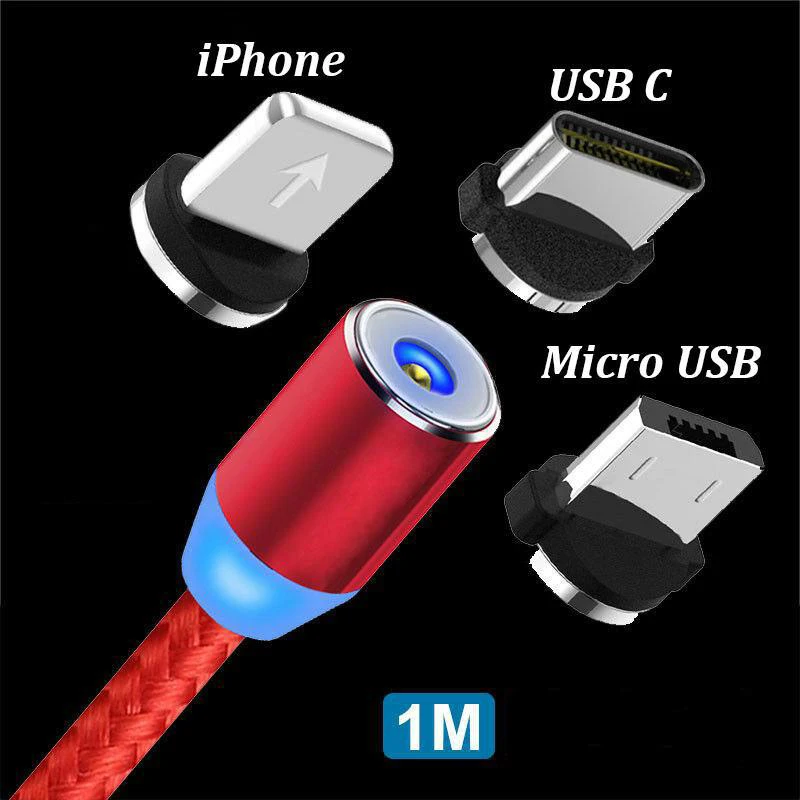 Магнитный USB кабель 1 м провод для быстрой зарядки для iPhone 11 Pro Xs Max type c Micro USB кабель для samsung S8 S9 huawei mate 20 провод