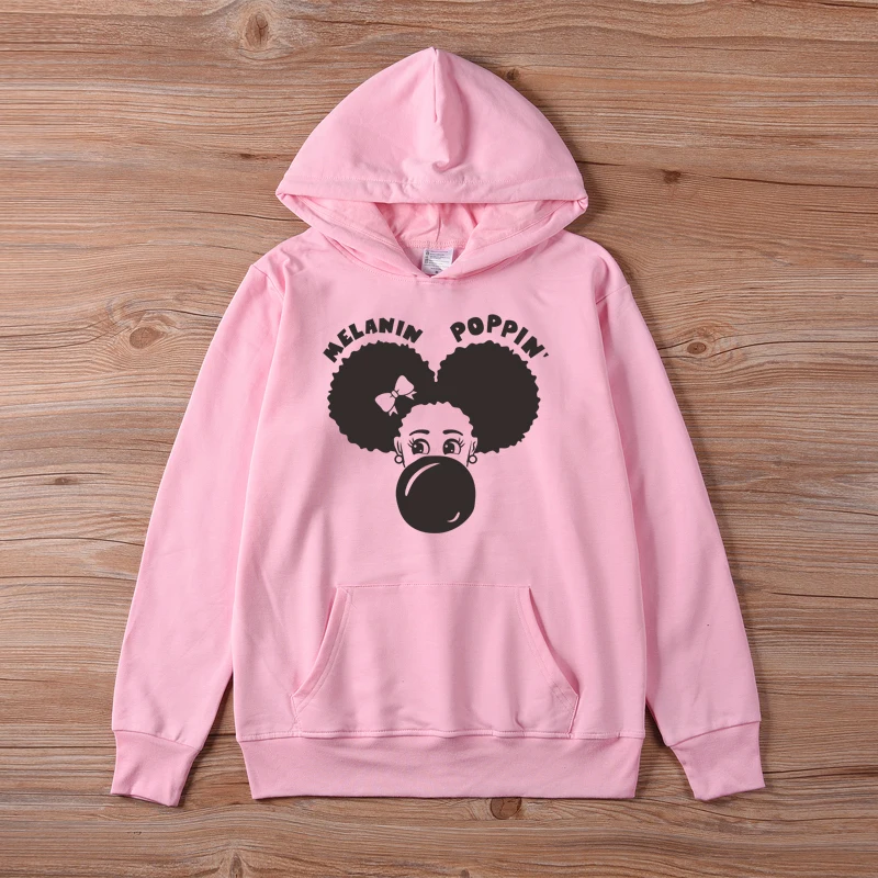 Melanin Poppin Harajuku Толстовка женская Африка Девушка Феминистская Толстовка забавные Kawaii графические Джемперы Корейская уличная одежда Прямая поставка