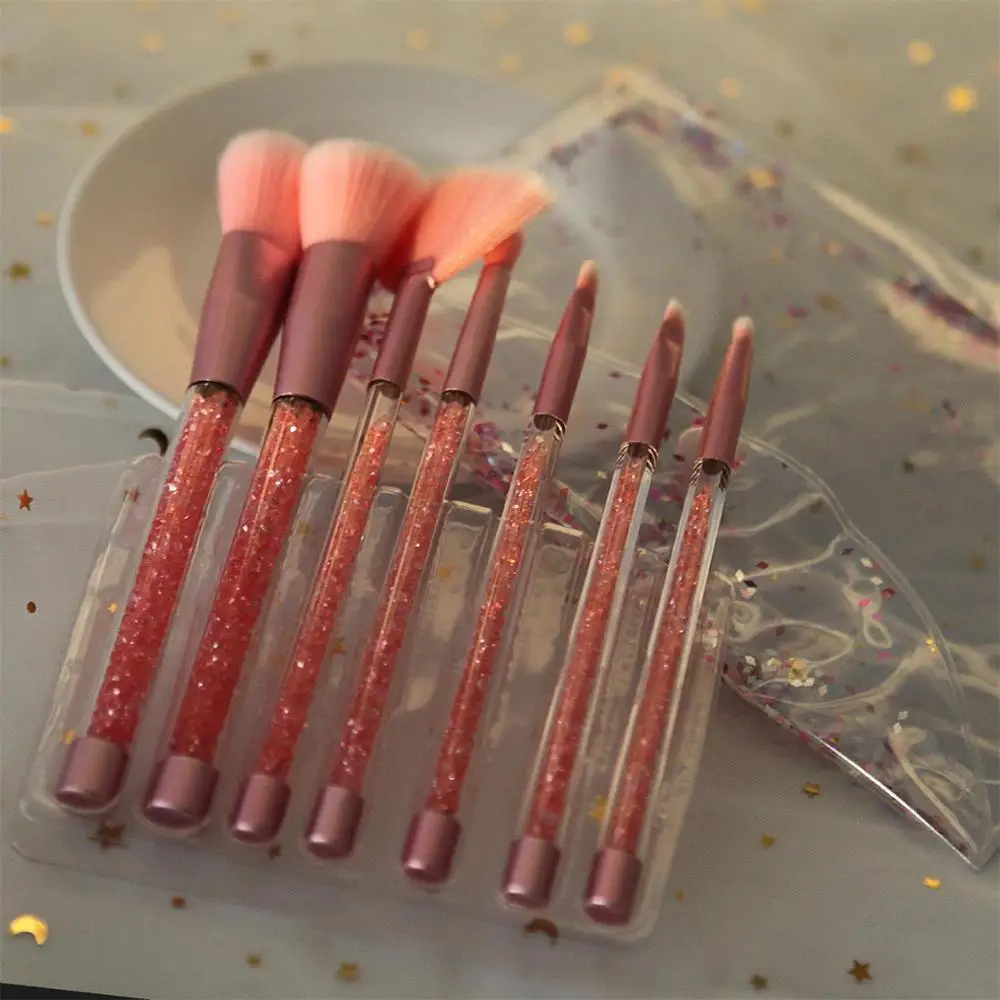 7 pieces of diamond crystal handle makeup brush set powder foundation brow face makeup brush cosmetic foundation brush