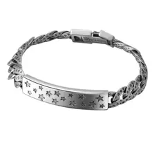 Чистое Серебро 925 серебряные ювелирные изделия звезды ретро мужской S925 браслет