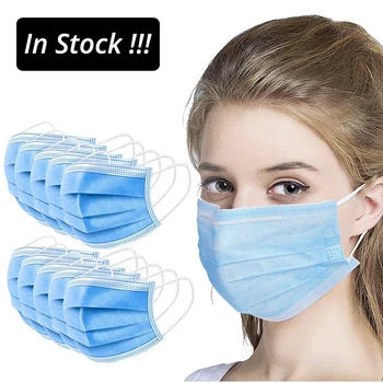 

3-layer Face Mouth Masks Non Woven Meltblown Cloth Anti-Dust Windproof Disposable Masks Elastic Earloops Dust Filter Safey Masks