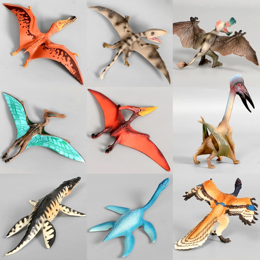 Os modelos grandes do dinossauro brinquedos pterodactyl, mosasaur, hidrasaurus, estatueta da simulação do dragão de netuno, brinquedo da coleção do boneco de ação do pvc