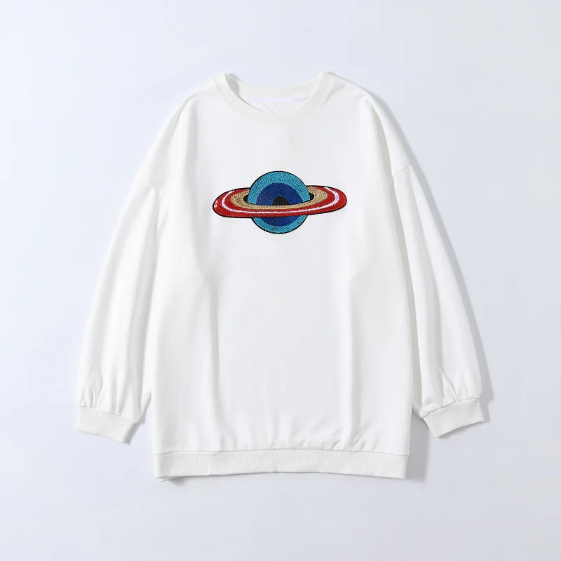 

Autumn women's sweatshirt casual solid color sequin embroidery loose sweatshirt