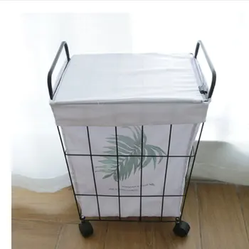 

New Iron Dirty Clothes Basket Metal Storage Belt Wheel Bathroom Barrel Industrial Eco-friendly Clothing Laundry Basket
