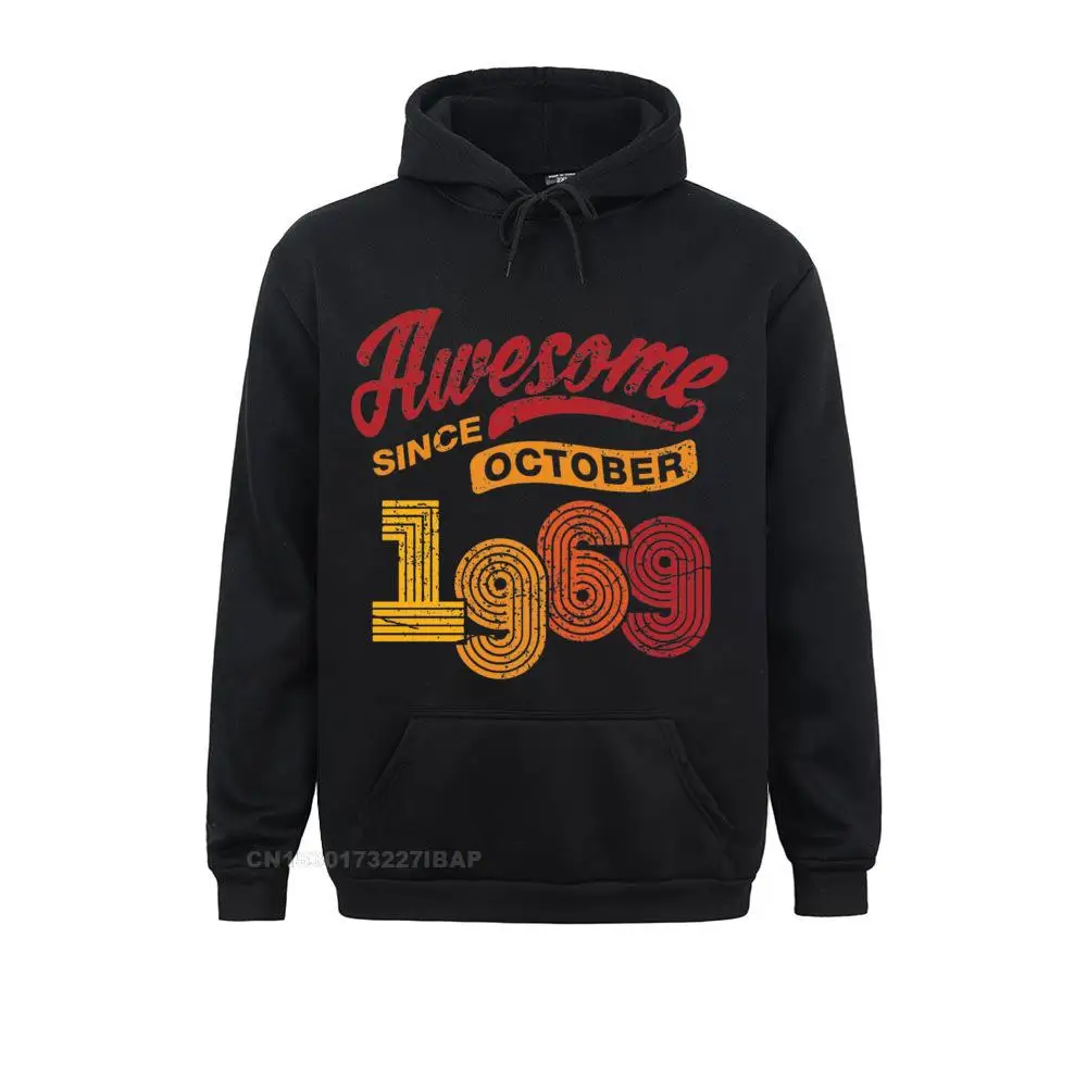 

Man's Awesome Since October 1969 Shirt Vintage 49th Birthday Hoodie Funny Long Sleeve Cotton Men Sweatshirt