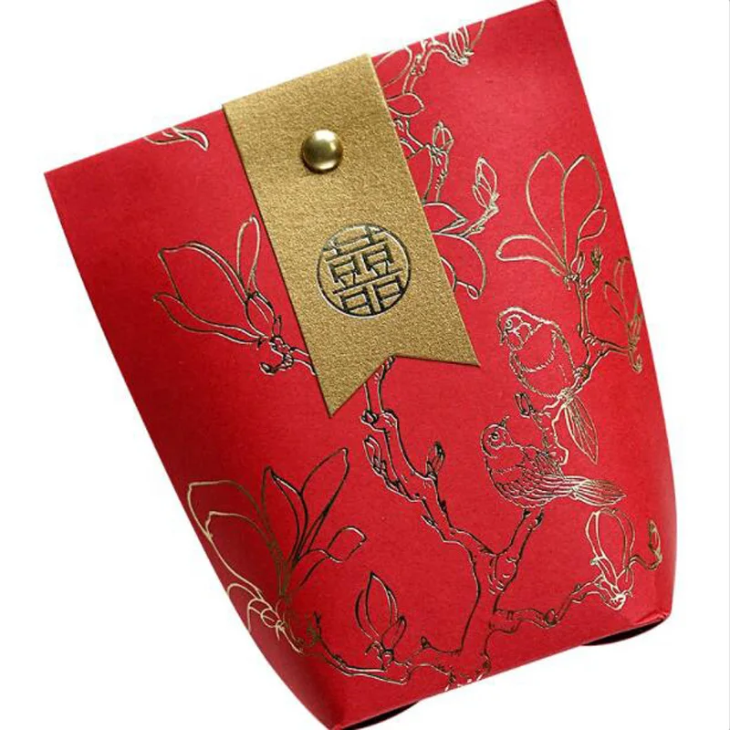 

30pcs Vintage Chinese Double Happiness Candy Box Chocolate Gift Packaging Bag Wedding Party Favor and Gift