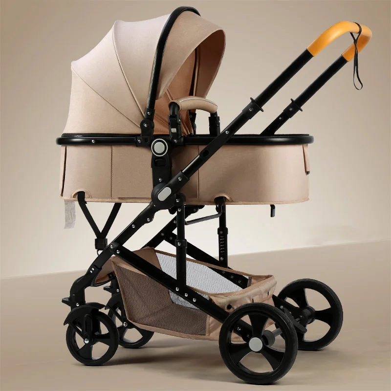 khaki 1 Belecoo коляска с высоким пейзажем для новорожденных, 2 в 1, двусторонняя коляска для путешествий, алюминиевая рама, стандарт ЕС, автомобиль, 10 шт., подарки - Цвет: khaki 1
