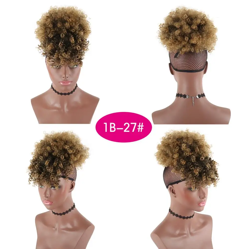 Drawstring Kinky Curly High Puff Ponytail Synthetic Hair Extensions African American Hair Ponytail With Bangs Short Wrap Clip 5 Drawstring Kinky Curly High Puff Ponytail Synthetic Hair Extensions African American Hair Ponytail With Bangs Short Wrap Clip 5