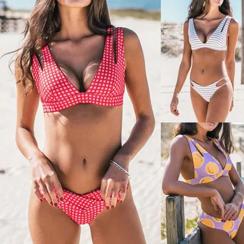 

2020 New Arrival Womens Bathing Costume Padded Monokini Push Up Biquini lattice Underwear Set Split Female Intimates Tankinis