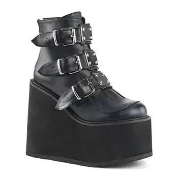 

High heel 2020 new muffin wedge heel women's boots with belt buckle Large boots