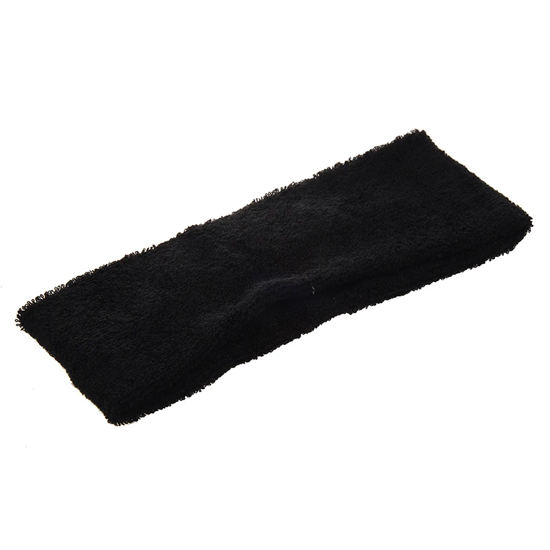 

Adult Terrycloth Elastic Tennis Runner Head Band Sweatband Headband Black