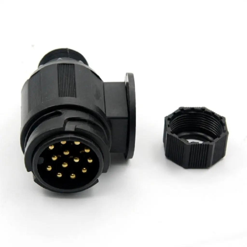 Round 13 Way Pin Trailer Boat Light Adapter Plug Connector Weather Proof