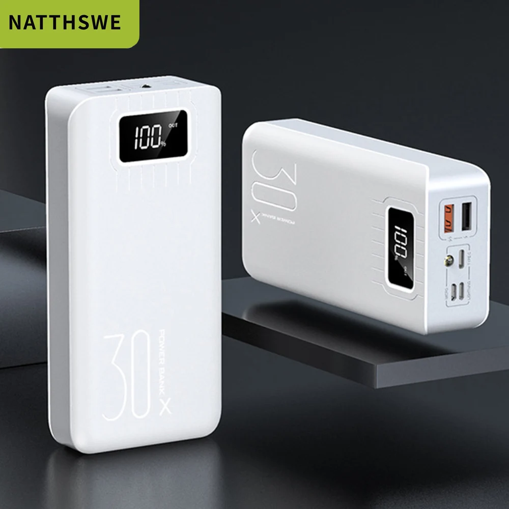  NATTHSWE Power Bank Portable 30000 MAh for All Xiaomi Smart Phone Battery Powerbank Fast Charging E