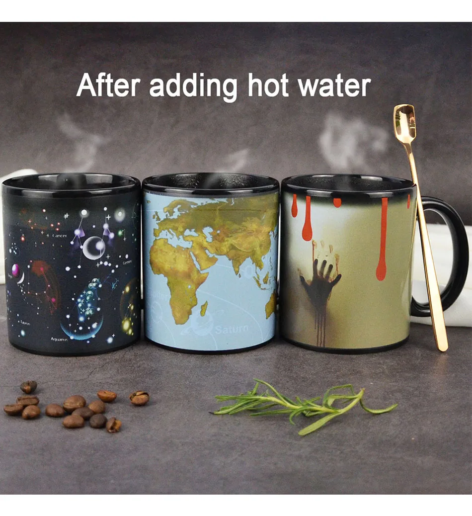 Creative Hot Magic Mug Hot Cold Color Changing Ceramic Mug Milk Coffee Tea Cup Star Solar System Creative Gifts Drinkware 330ml