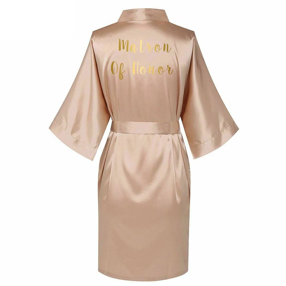Rose Matron of honor Owiter Sexy Plus Size Rose Gold Silk Satin Kimono Robe Wedding Robe Bridesmaid Sister Mother Bride Robes Dressing Gown for Women - Цвет: Rose Matron of honor