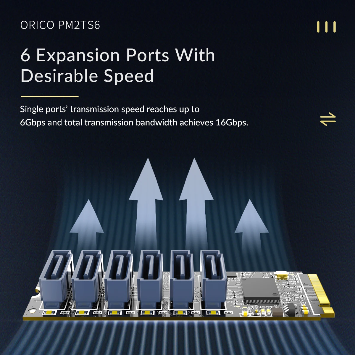 Orico-pcie Gen3 M.2 Nvme para Cartão Adaptador Sata Cartão de Expansão Conversor Nvme m Key para Sata 16g Portas - Imagem 6