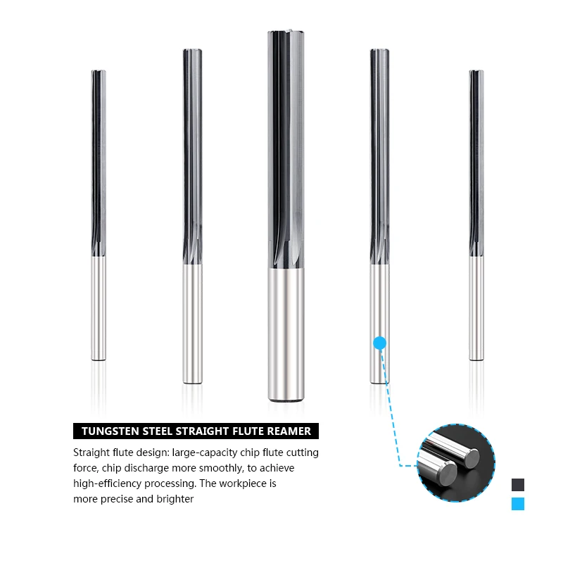 XCAN Straight Flute Carbide Machine Reamer 4/6 Flute Chucking Reamer Machine Cutting Tools 2 2.5 3 4 5 6 7 8 9 10mm 2