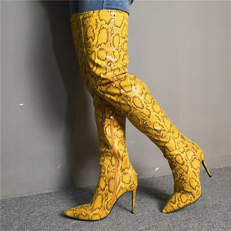 EMMA KING Leopard Print Women Over The Knee Boots Thin High Heels Boots Pointed Toe Fashion Shoes Female Shoes zapatos de mujer