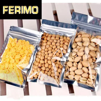 

100 Pcs Clear Aluminum Foil Bag Self Seal Zipper Ziplock Packing Food Bag Retail Resealable Baking Packaging Bag Pouch
