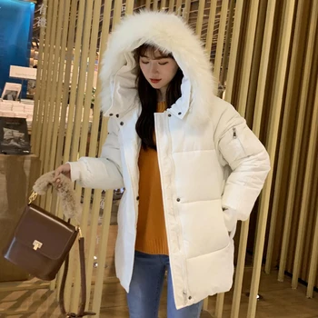 

Korean Style 2020 Winter Jacket Women Stand Collar Solid new arrival Female Down Coat Loose Oversized Womens Short Parka H55